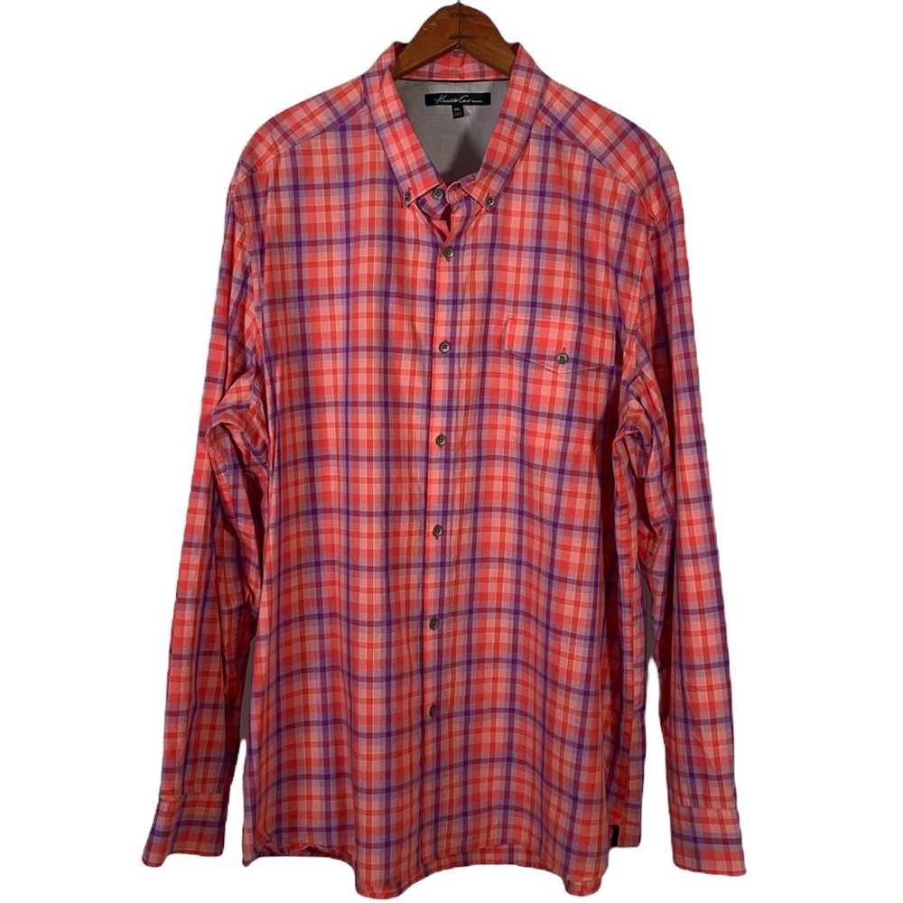 Kenneth Cole Men’s Plaid Button Down Shirt Size 2XL
